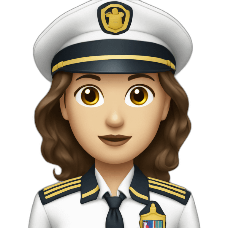 female boat captain brunette white uniform emoji