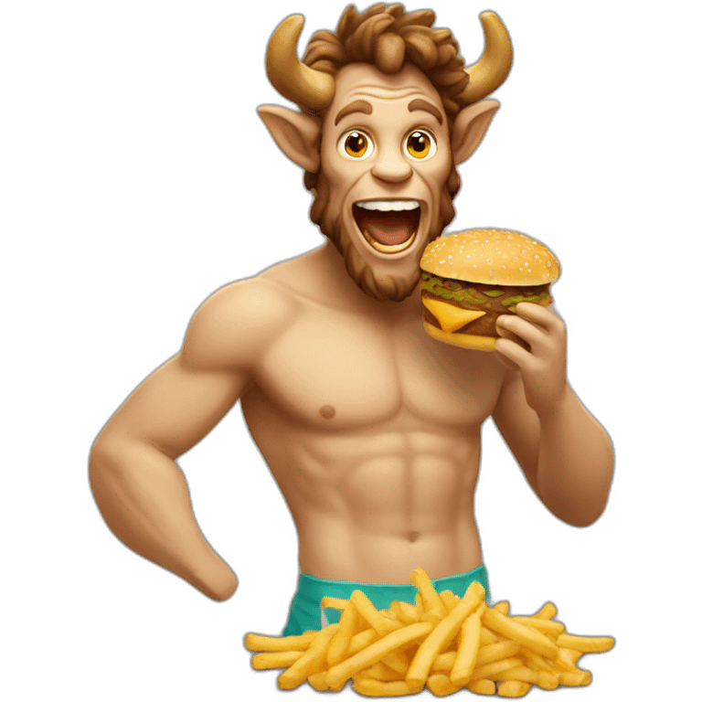 satyr-excitedly-eating-mcdonalds emoji