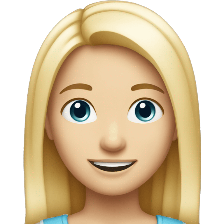 smiling girl with blond hair and grey eyes emoji