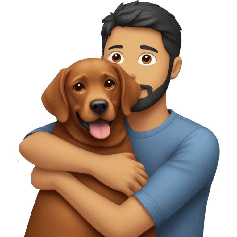 Red Labrador giving a human a hug emoji