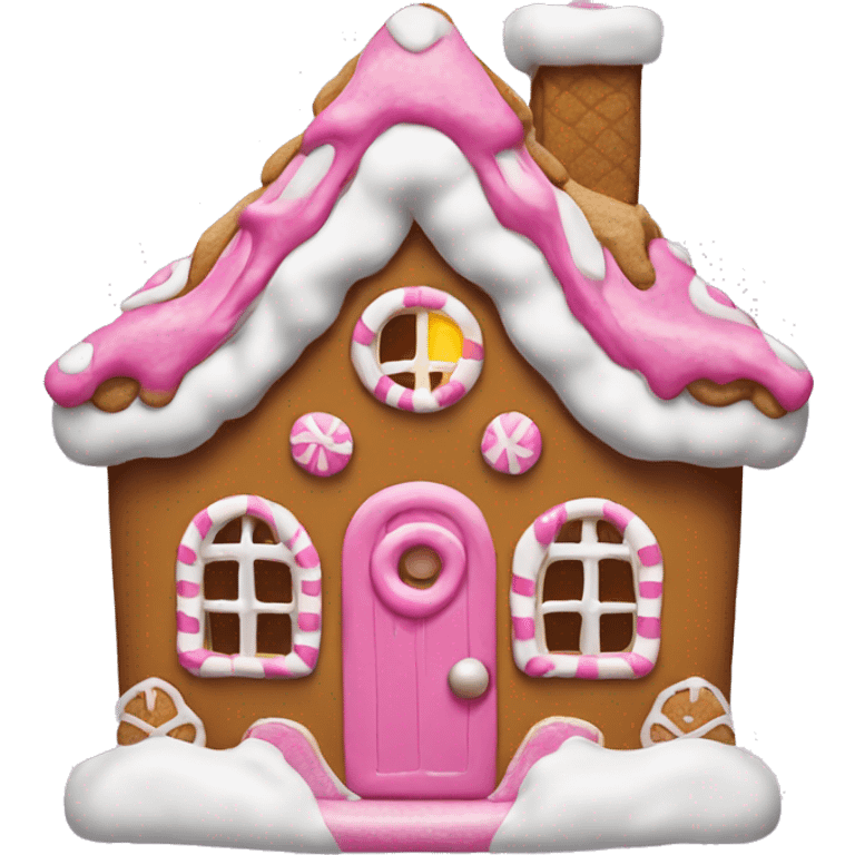 Gingerbread house with pink elf emoji