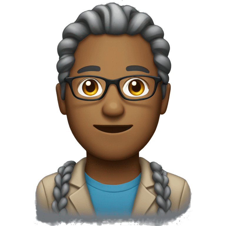 Light Brown man with gray braids with glasses emoji