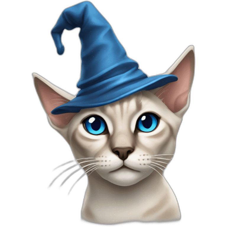 lynx point siamese cat wearing wizard hat emoji