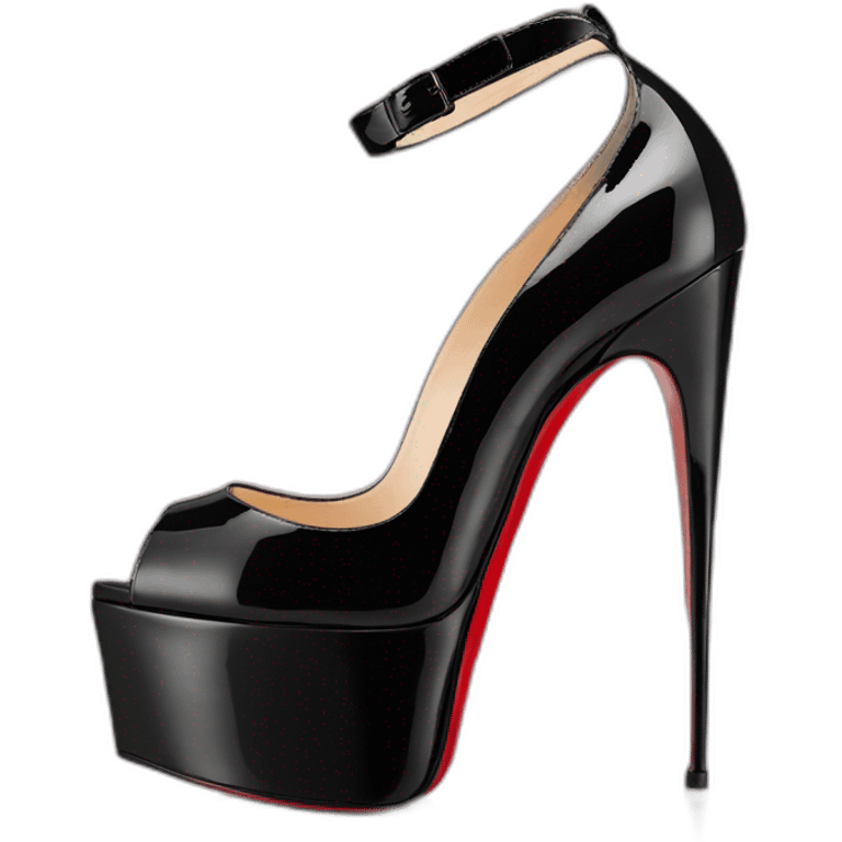 Platform wedges black louboutin sandal patent emoji