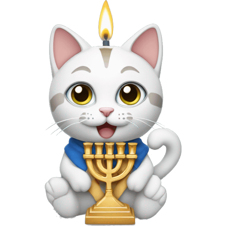 Cat holding a menorah  emoji