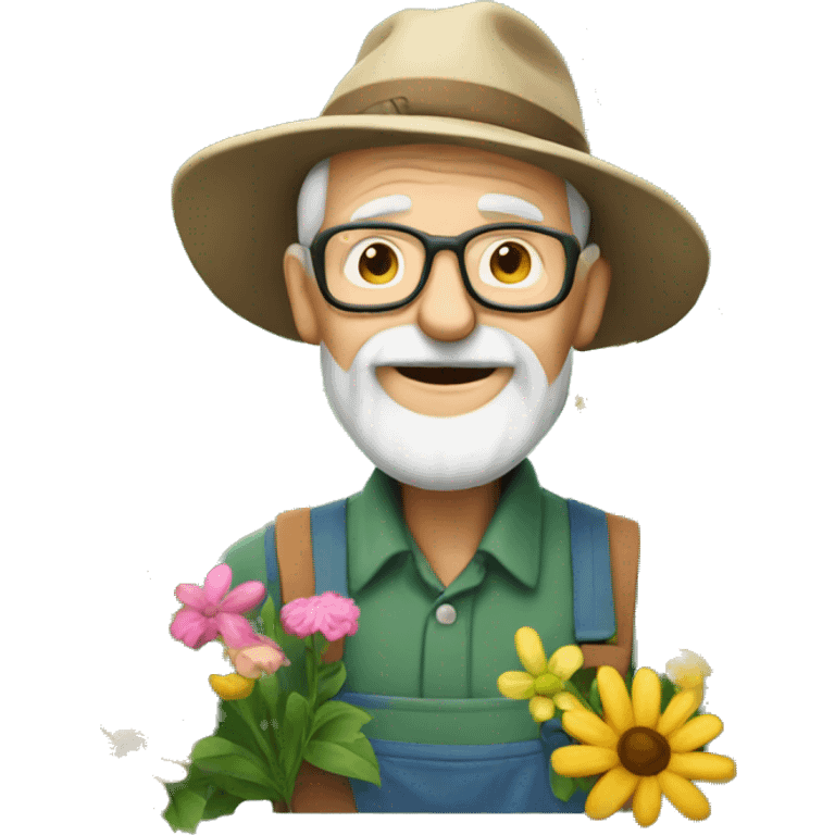 retired gardener with flowers emoji