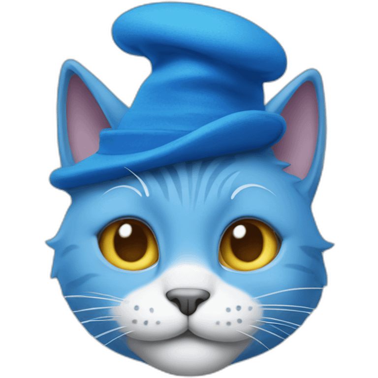 Blue cat with a smurf hat emoji