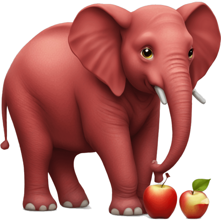 Red elephant eating apple emoji