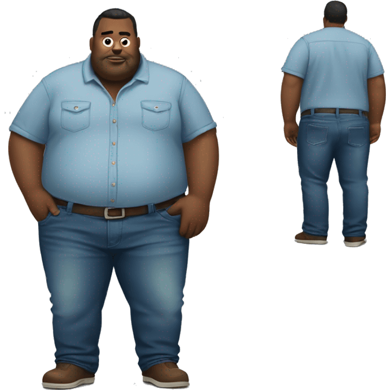 Big fat man with jeans on and a bump emoji