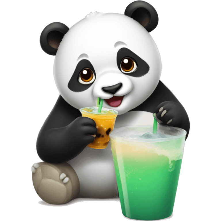 Panda drinking boba emoji