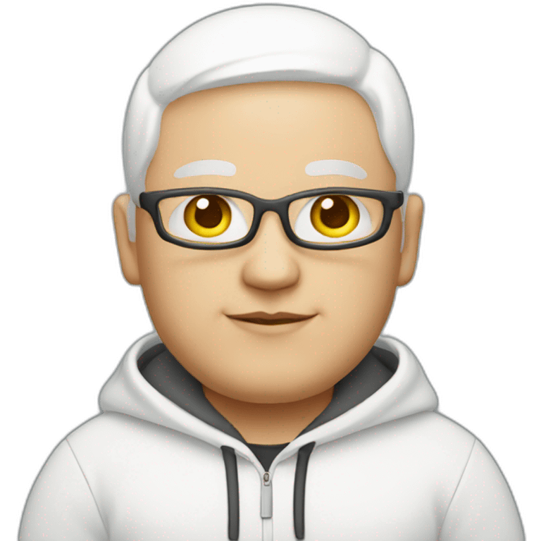 bald chubby white developer with white hoodie portrait emoji