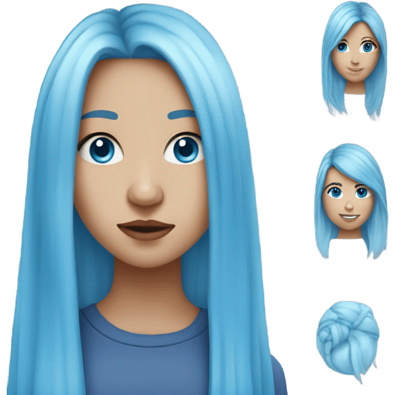 teenage girl with blue eyes and long blue hair and nose ring emoji