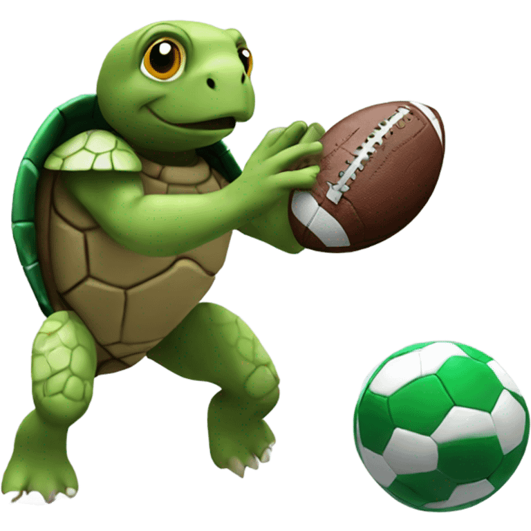 Turtle catching a football emoji