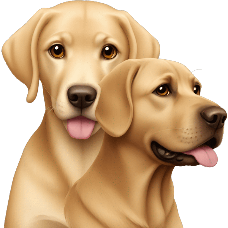 Brown Labrador and blonde girl love emoji