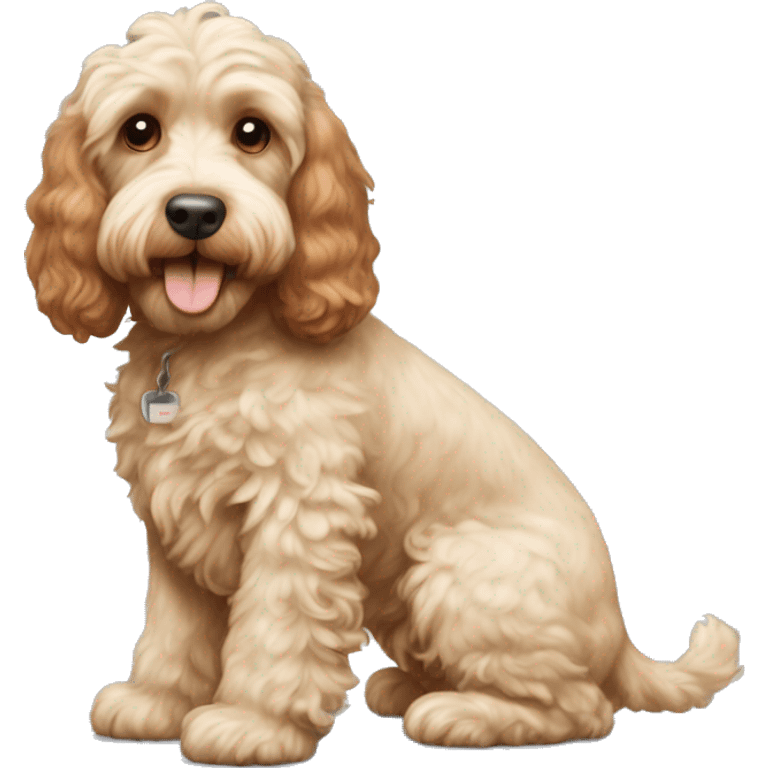 Red cockapoo and cream color cockapoo fully body  emoji