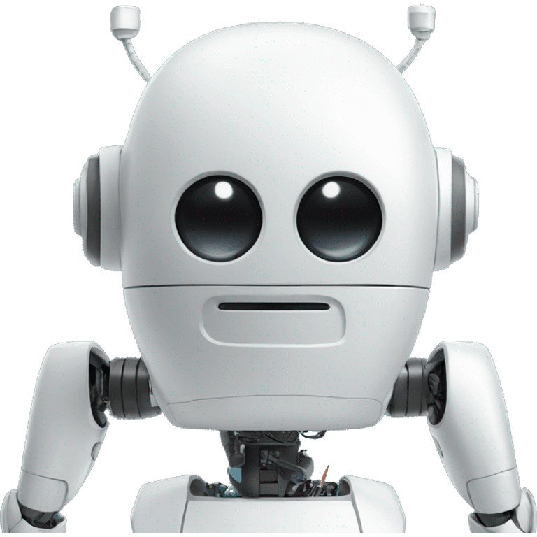  Kind robot with a computer emoji