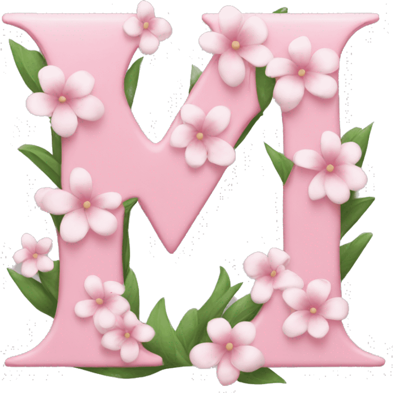 Pink letter with white flowers emoji