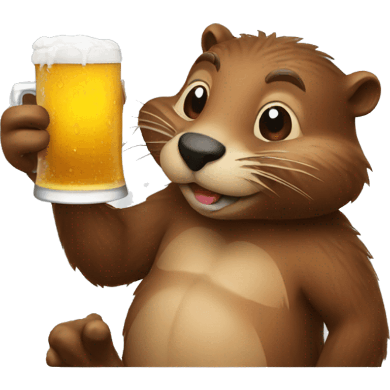 beaver drinking a cold beer emoji