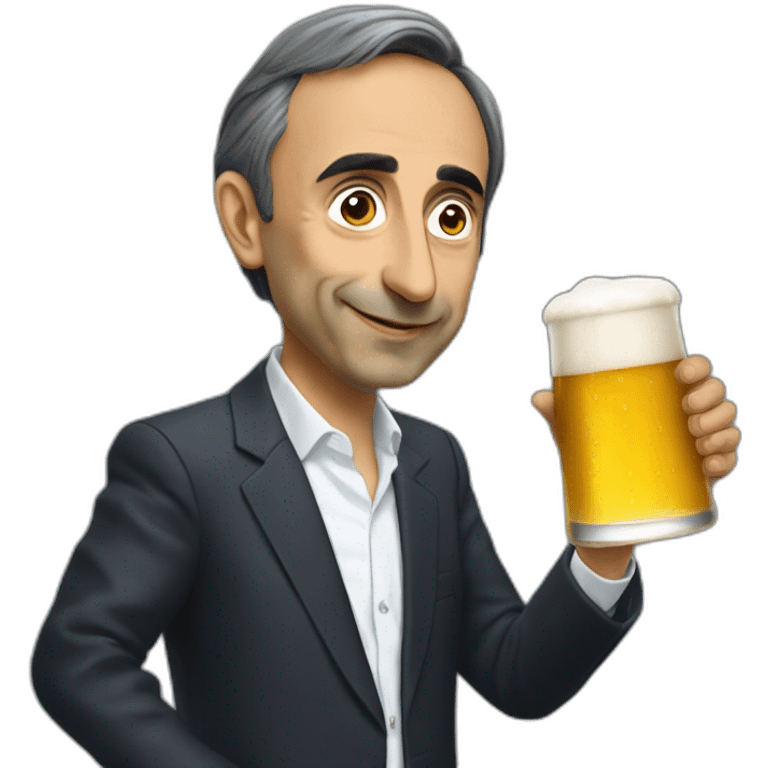 éric zemmour holding a beer emoji