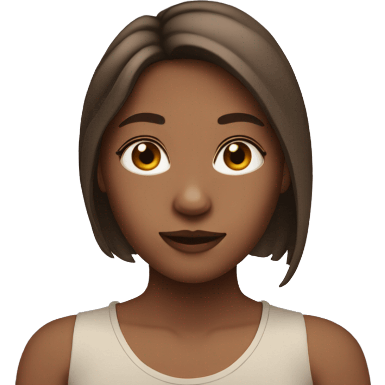 Girl with shoulder length brown hair and nose ring emoji