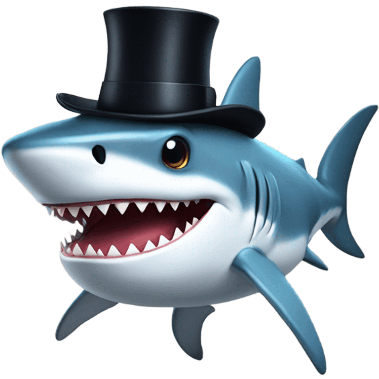 Shark with a top hat emoji