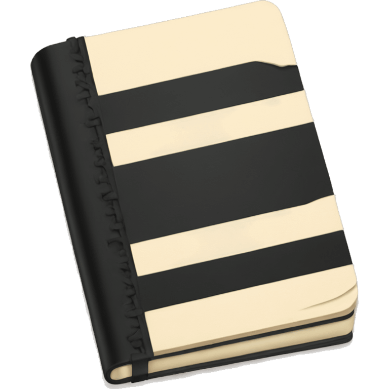 A black notebook with beige details on it  emoji