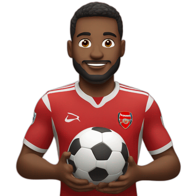 atacante do arsenal fc com uma bola de futebol emoji