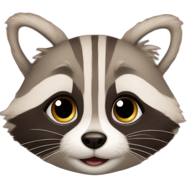 Canadian raccoon looks with loving eyes at a ginger kitten emoji