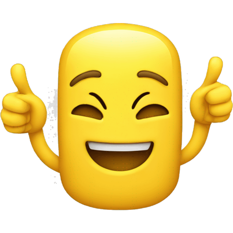 yellow face emoji smiling with two fingers and thumb up to head emoji