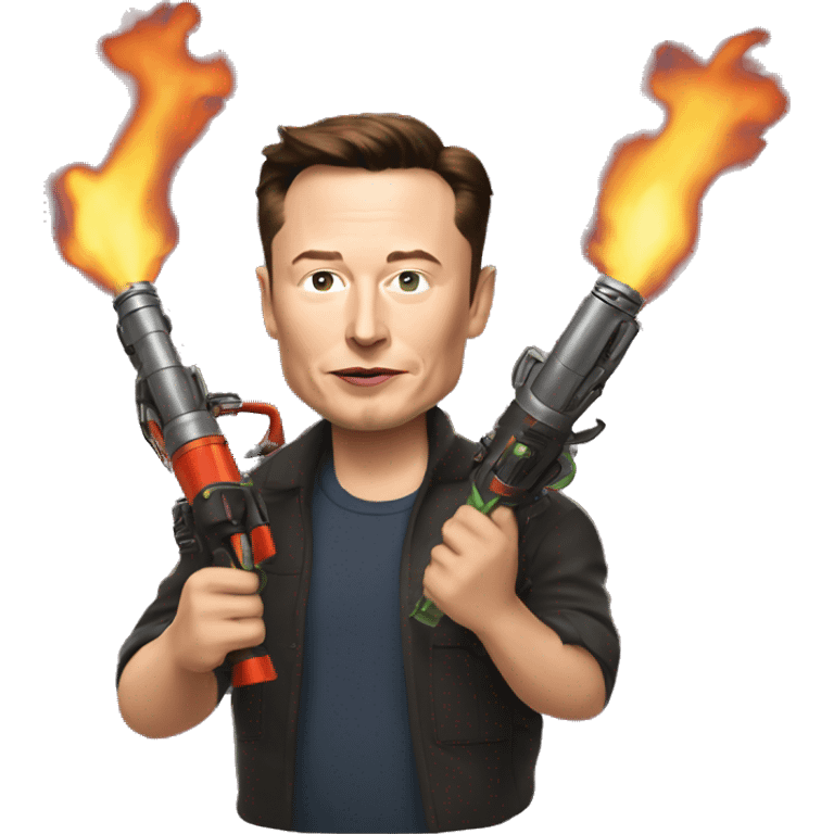 Elon musk holding flamethrower  emoji