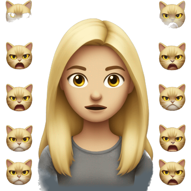 Blonde girl with a Angry cat  emoji