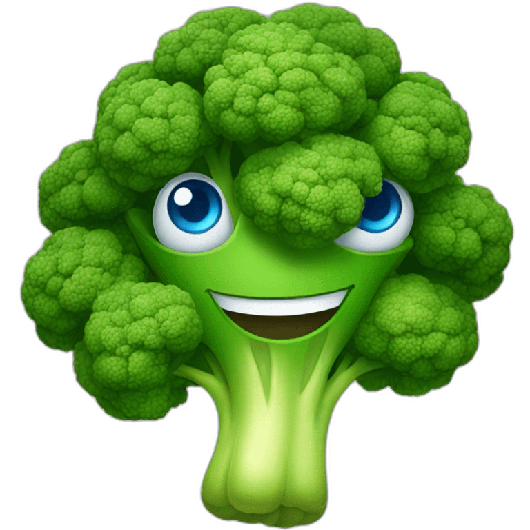 Happy broccolli with blue eyes emoji