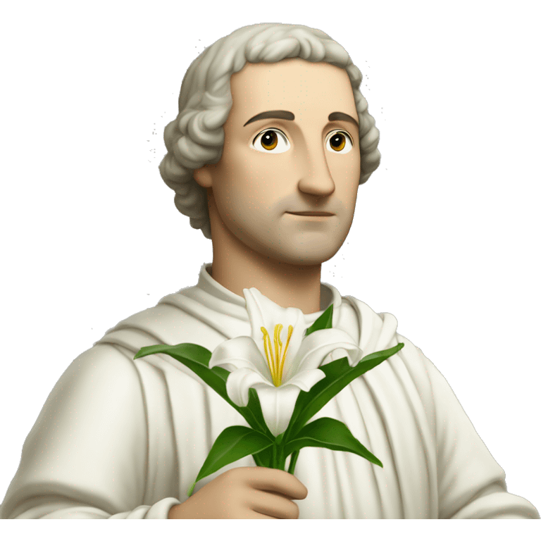 Petrarch holds a white lily in his hand emoji