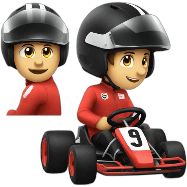 red go-kart with driver in black helmet emoji