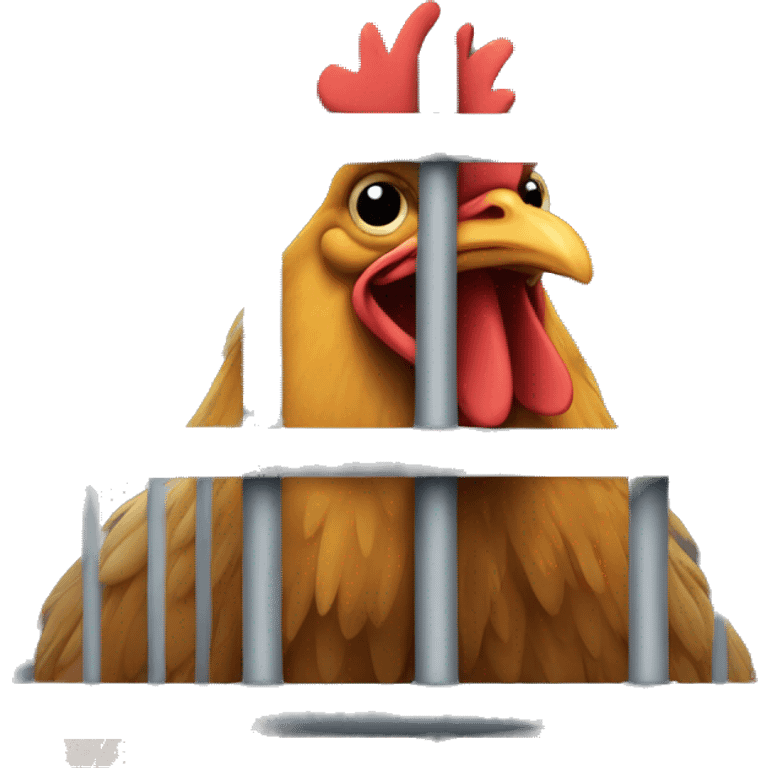 Chicken behind bars in a prison cell  emoji