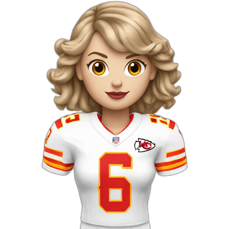 Taylor swift in a chiefs jersey emoji