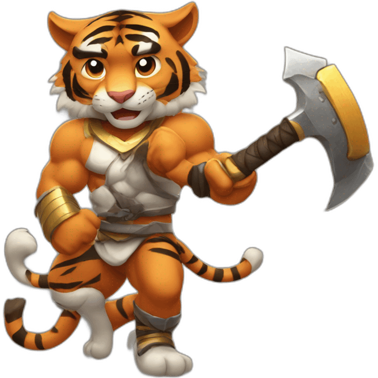 Tiger Muscle Fighter with Double Axe Collar  emoji