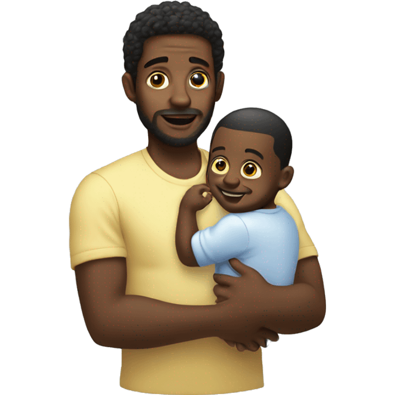 Black man holding baby oil emoji