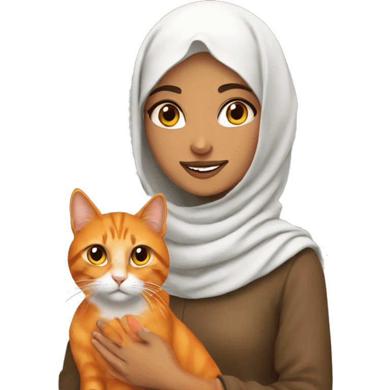 Arab girl with orange cat emoji