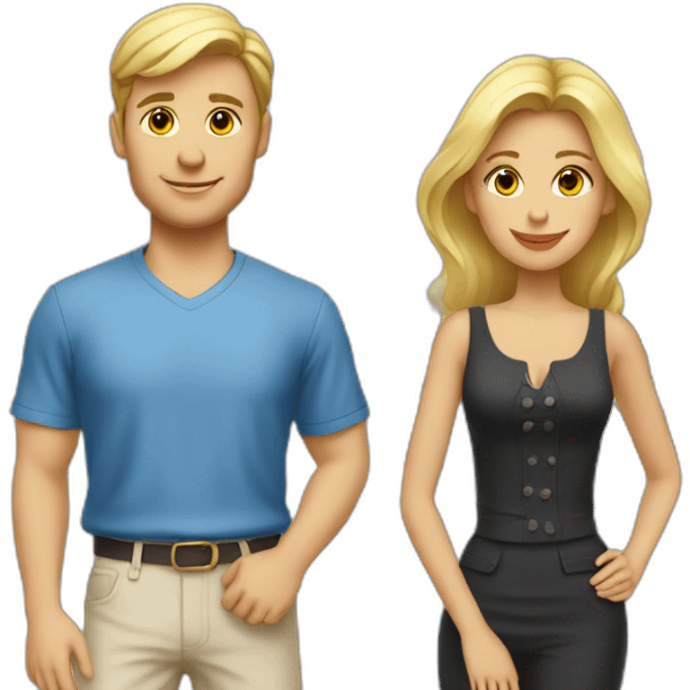 French white couple standing in front of Eiffel Tower emoji