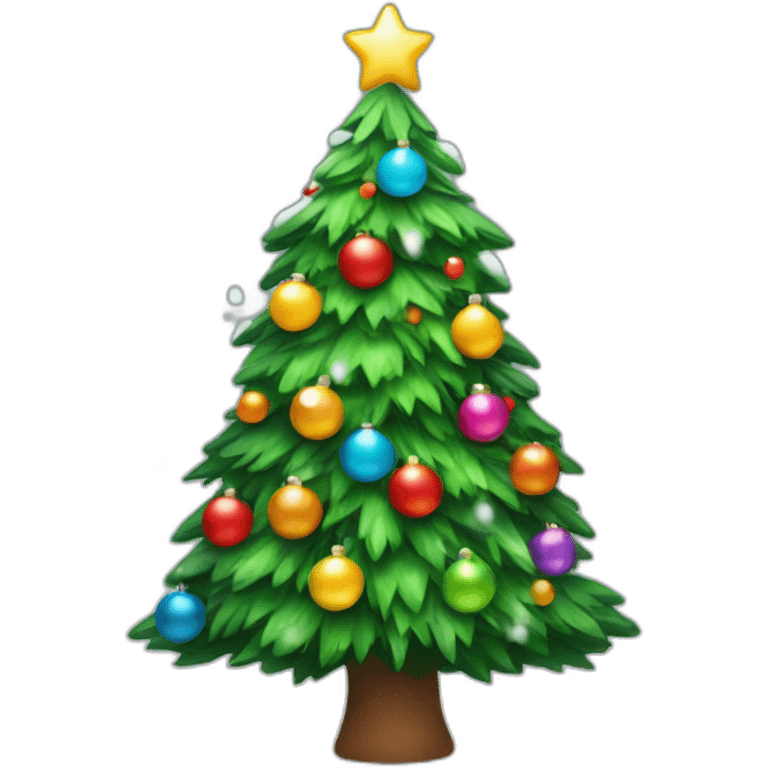 Christmas tree with colorful garland and some snow on the top emoji