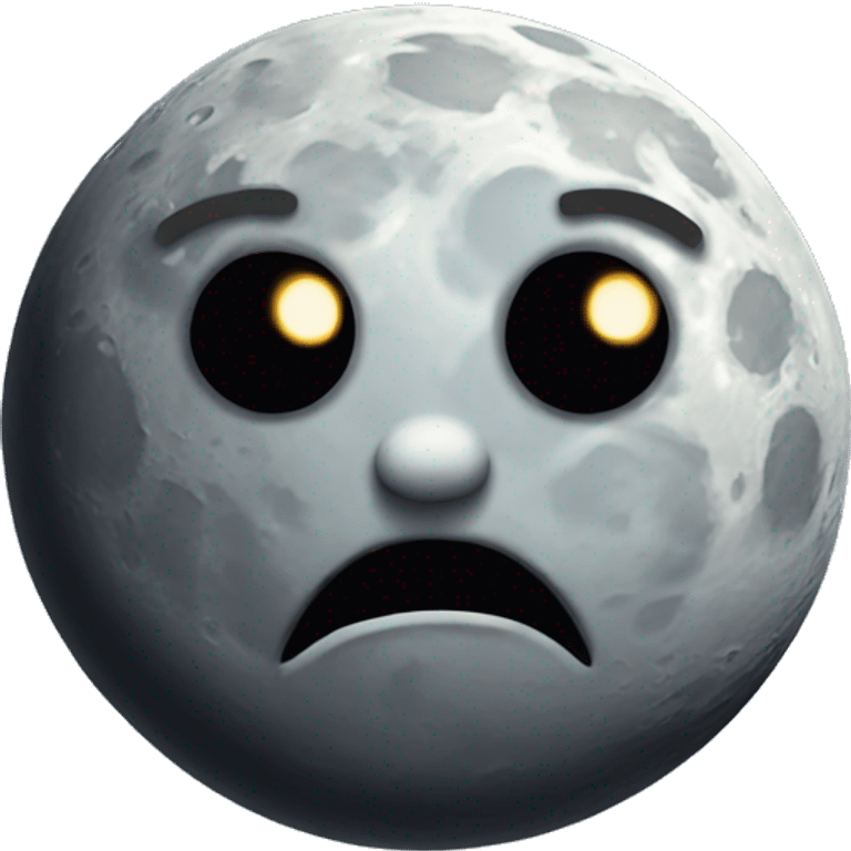 Moon with creepy face emoji