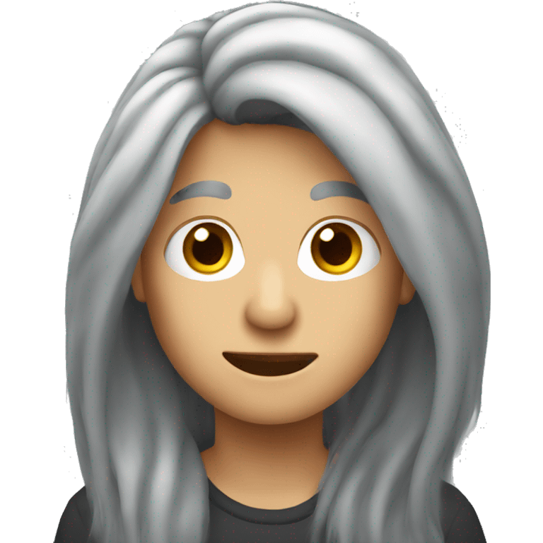 Long grey hair emoji