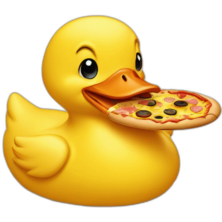 yellow duck frontal eating pizza emoji