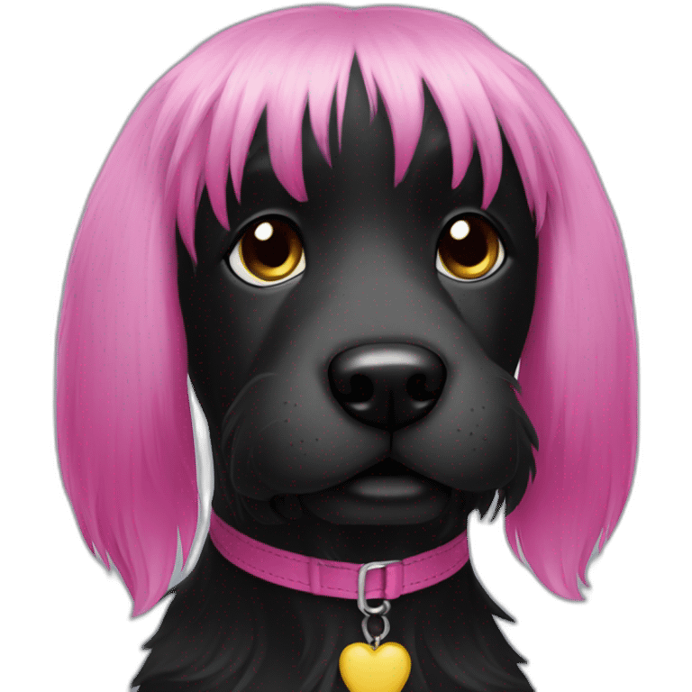 black-dog-smile-with-pink-long-hair-eat-stool emoji