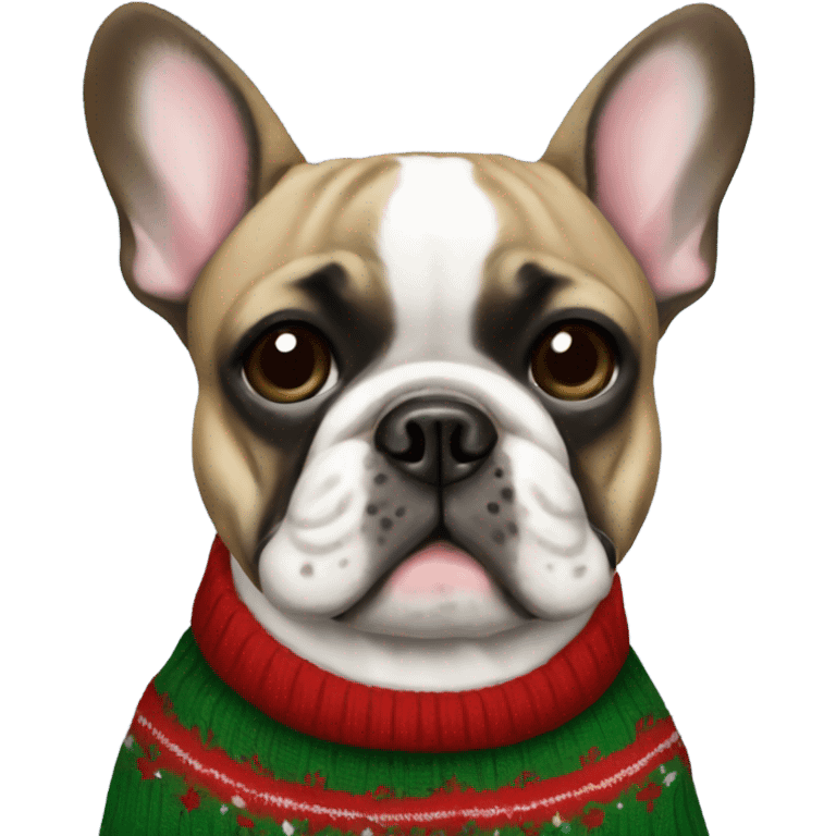 french bulldog in a christmas sweater emoji