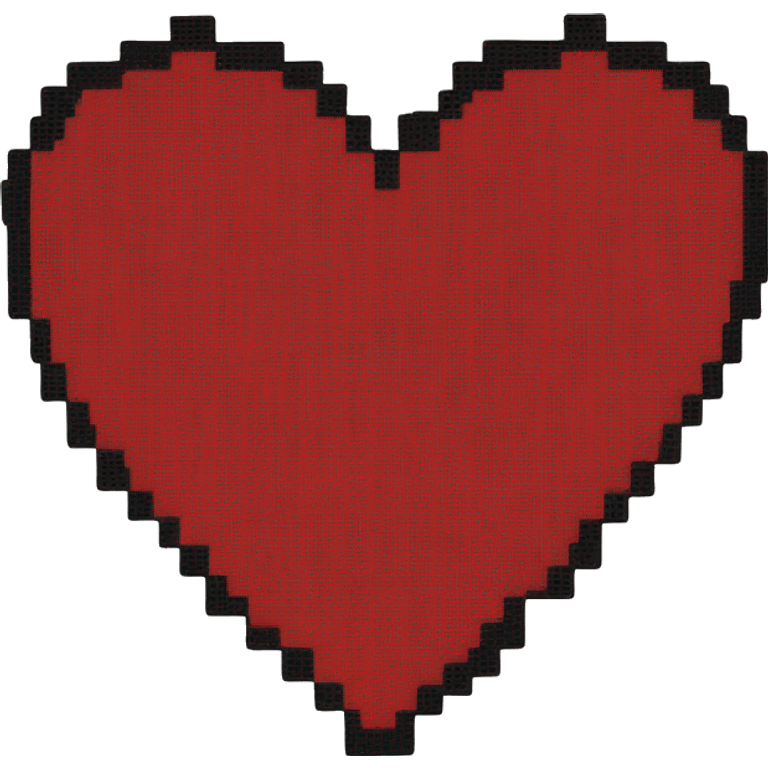 Pixelated red heart with black outline emoji