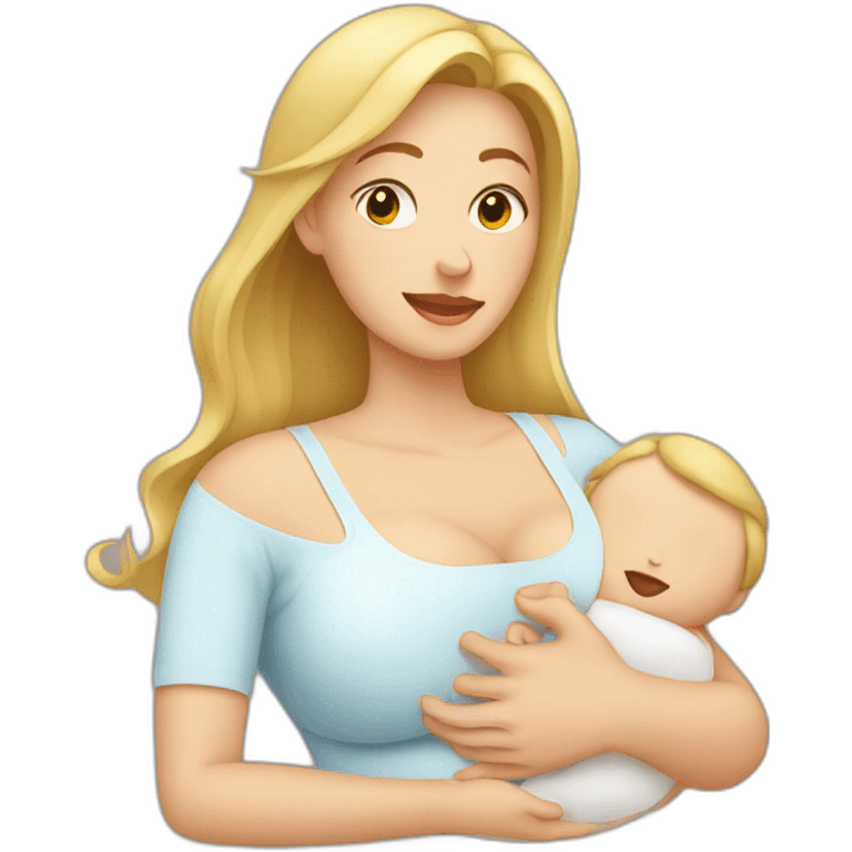 white mother breastfeeds the baby emoji