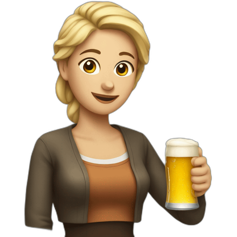 a woman holding a beer emoji