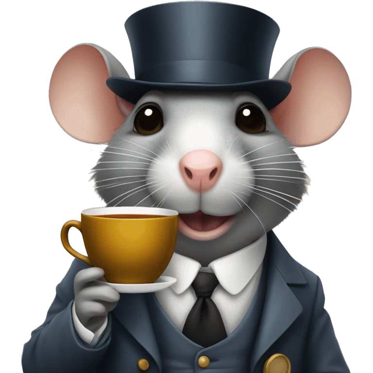 brittish rat with monocle and tea emoji